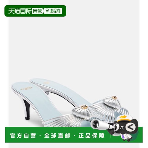 香港直邮valentino 华伦天奴 女士 Cœur Royal 金属感皮质凉拖