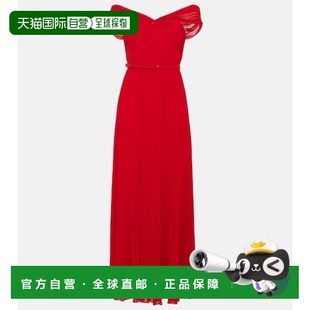 香港直邮Self-Portrait 女士 褶裥露肩雪纺礼服 red红色 舒适时尚