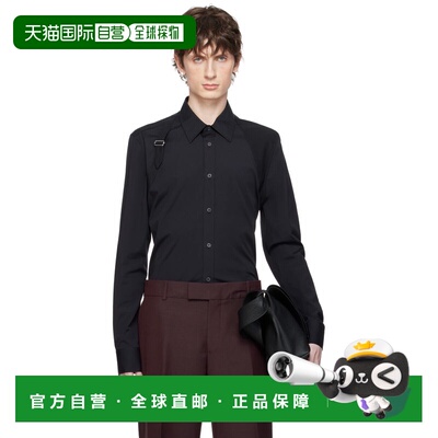 1h可退 香港直邮mcqueen 亚历山大 麦昆 男士 黑色 Harness 衬衫