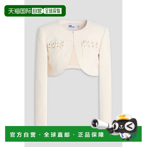 香港直邮Self-Portrait 女士 水晶装饰绉纱开胸短外套 SS25268JCC