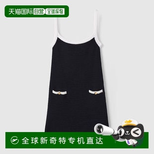 古驰 欧洲直邮Gucci 女士海军蓝棉金属徽章纽扣连衣裙