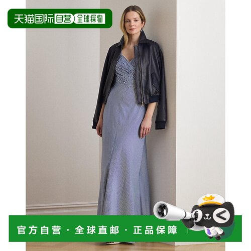 自营欧洲直邮Ralph Lauren拉夫劳伦 女士条纹塔夫绸无袖连衣裙