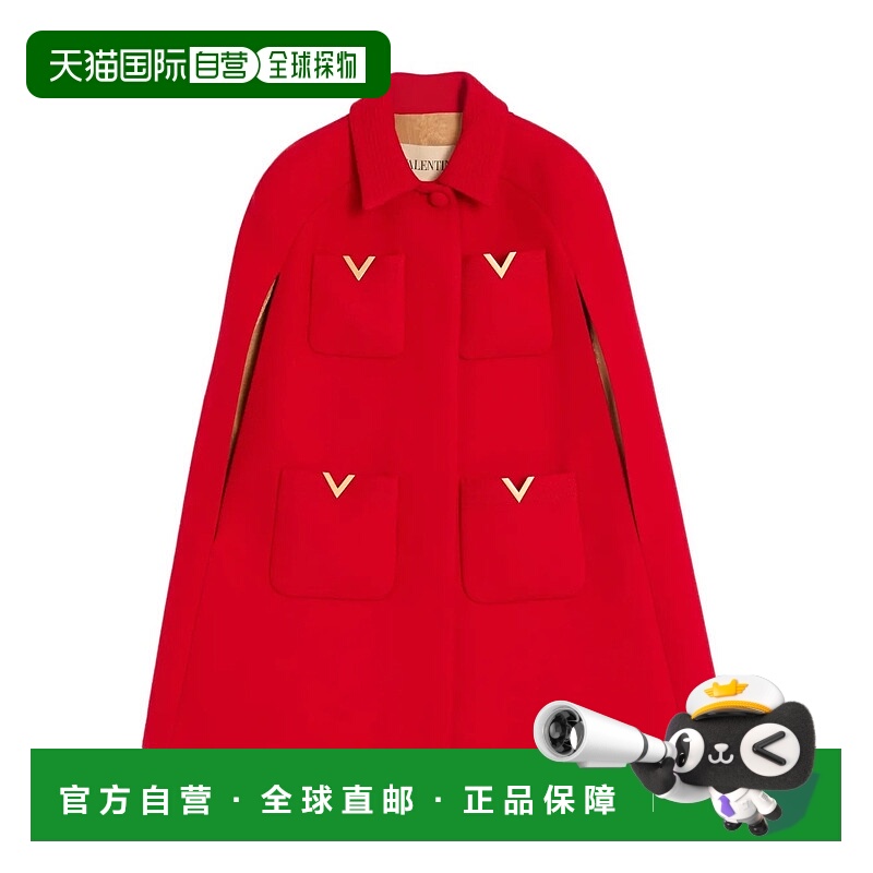 香港直邮valentino 华伦天奴 女士 斜纹布双V领金色披肩 BCG4T55K