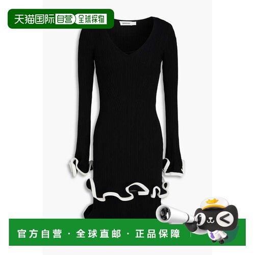 香港直邮Simkhai 女士 Avalon 荷叶边罗纹针织迷你连衣裙 5251146