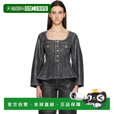 1h可退 香港直邮GANNI 甘尼 女士 黑色 Shimmery Foil Denim 西装