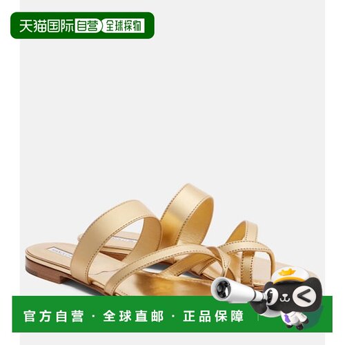 香港直邮MANOLO BLAHNIK 莫罗 伯拉尼克 女士 Susa 金属感皮质凉