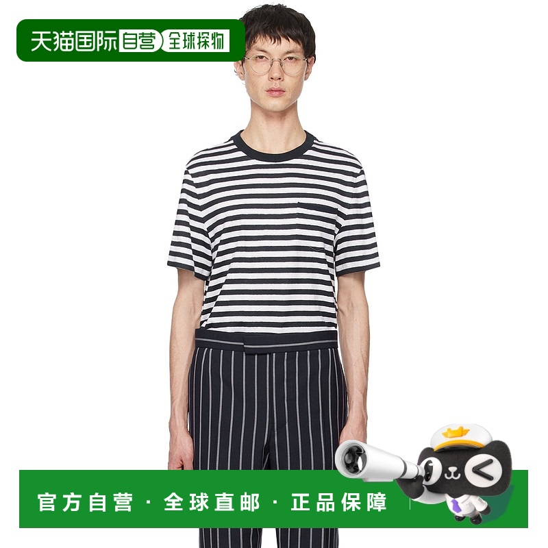 香港直邮Thom Browne 汤姆 布朗 男士 海军蓝口袋 T 恤 MJS242AJ0