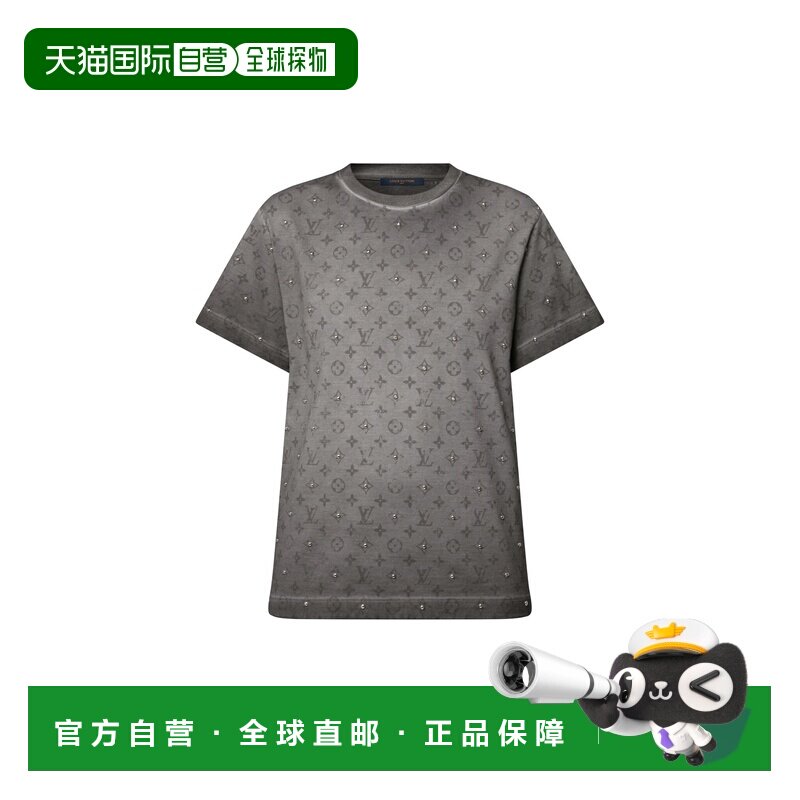 自营1h可退 欧洲直邮LV路易威登 Monogram女士黑色棉老花图案T恤