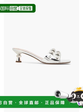 1h可退 香港直邮Sandro 女士 精饰皮质凉拖 SFACH01074ARGENT单鞋