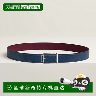 海军蓝 1h可退 男士 欧洲直邮Hermes 酒红色小牛皮腰带32mm 爱马仕