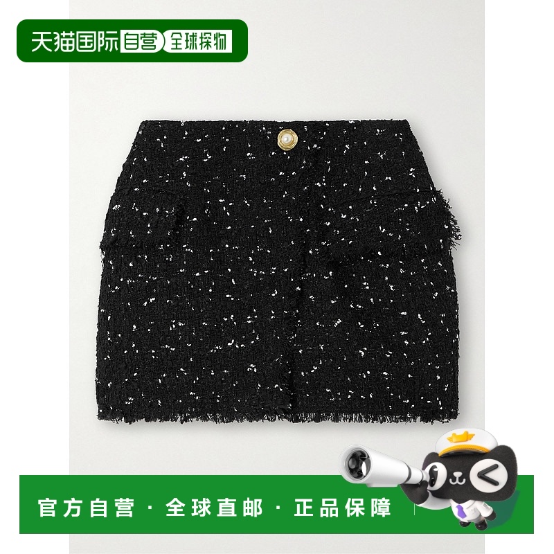 1h可退 香港直邮Balmain 巴尔曼 女士 花呢半身裙 EF0LA514XL06