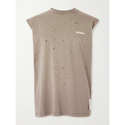 香港直邮Satisfy 男士 MothTech™ 磨破徽标印花有机棉针织背心上