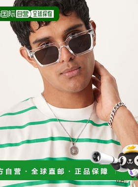 1h可退 香港直邮ASOS 男士 and bevel 设计烟灰色镜片透明镜框方