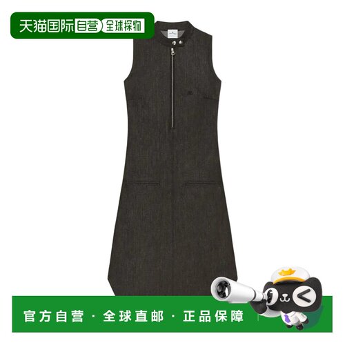 1h可退 Courreges 机车风拉链牛仔连衣裙 325DRO701DE0044