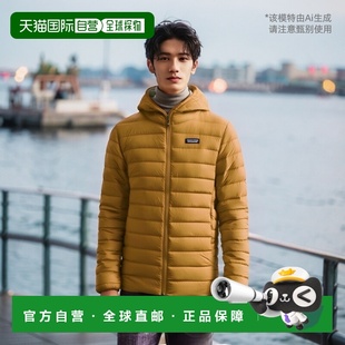自营欧洲直邮PATAGONIA 连帽土黄色聚酯男士羽绒服
