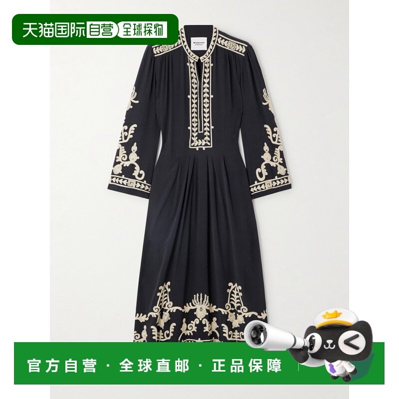 1h可退 香港直邮ISABEL MARANT 女士 刺绣褶裥绉纱中长连衣裙 RO0,女装/女士精品,连衣裙,淘宝优惠券,粉丝福利购,淘宝优惠卷