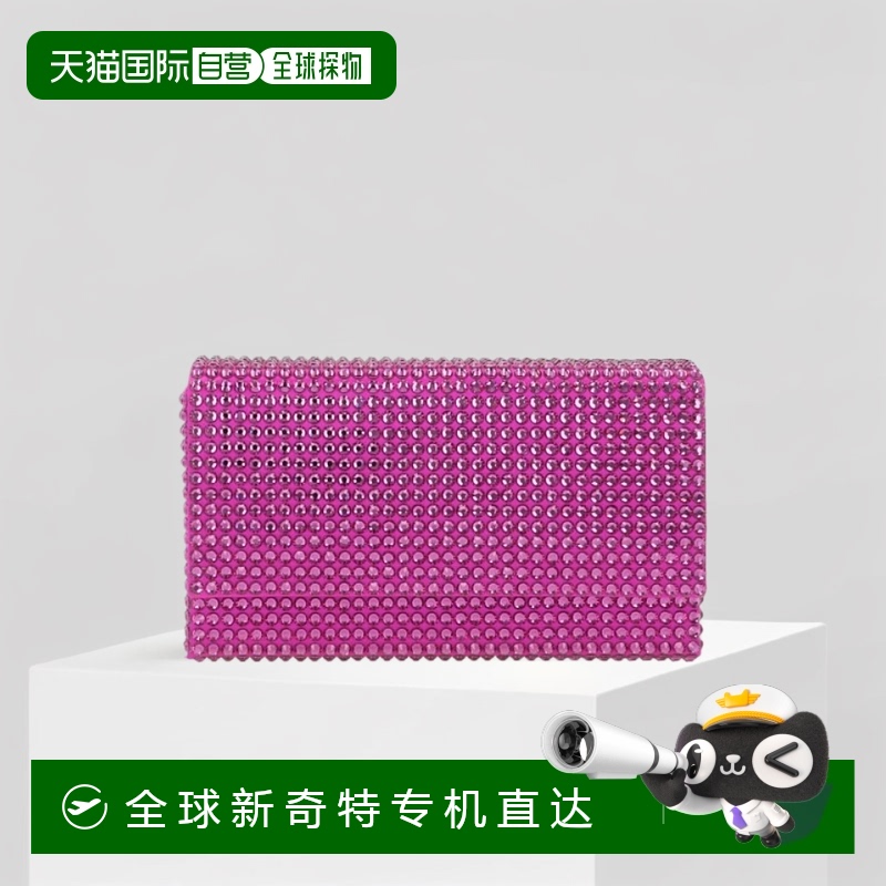 香港直邮Amina Muaddi水晶装饰缎面手拿包 SUPERAMINIPALOMASATI