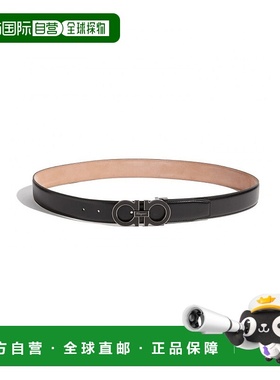 香港直邮Salvatore Ferragamo 黑色徽标搭扣腰带 679750ADJUSTABL