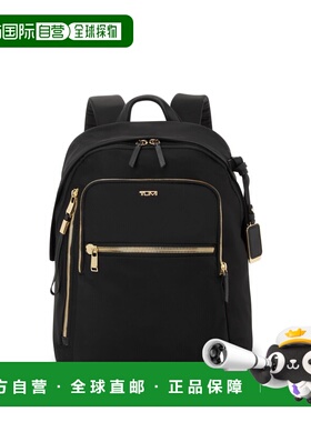 自营欧洲直邮Tumi途明 Voyageur女士黑色/金色尼龙拉链开合双肩包