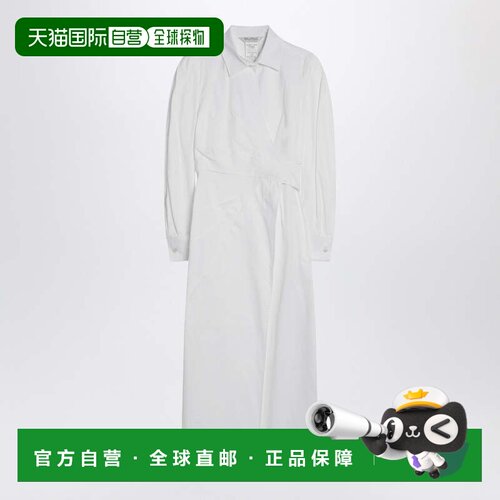 香港直邮MaxMara 麦斯玛拉 女士 白色棉质斜纹布衬衫式连衣裙 BAL