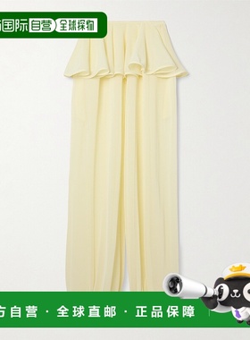 1h可退 香港直邮Alaia 女士 褶裥乔其纱收腰锥形长裤 AA9P1174K05