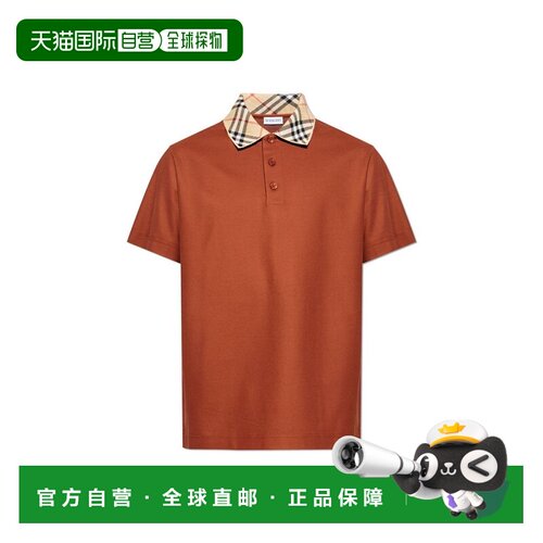 1h可退 香港直邮Burberry 巴宝莉 男士 博柏利格纹领短袖Polo衫 8
