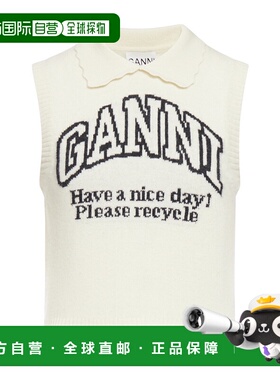 香港直邮Ganni 图形领混纺针织马甲 K2463背心