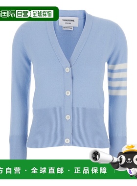1h可退 香港直邮Thom Browne 汤姆 布朗 女士 4Bar 蓝色V领徽标袖
