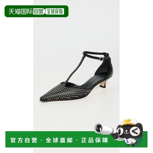 1h可退 香港直邮aeyde 女士 Liz 迷你铆钉纳巴革高跟鞋 black黑色