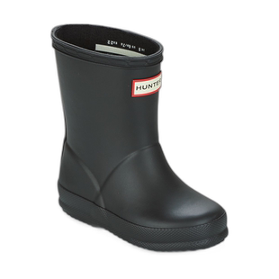 hunter 儿童黑色橡胶户外防水防滑露营踩水中筒时尚雨靴