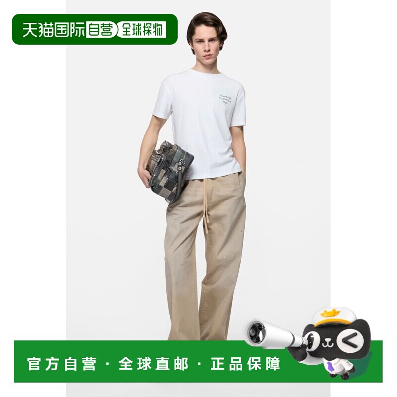 自营欧洲直邮Acne Studios 1996男女同款棉麻米色印花短袖T恤图片