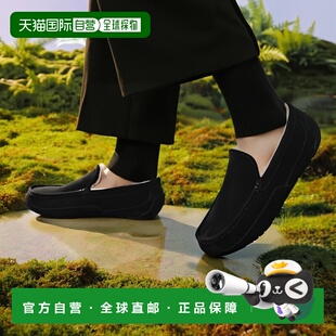 自营欧洲直邮UGG Ascot男士羊毛黑色一脚蹬乐福鞋豆豆鞋拖鞋