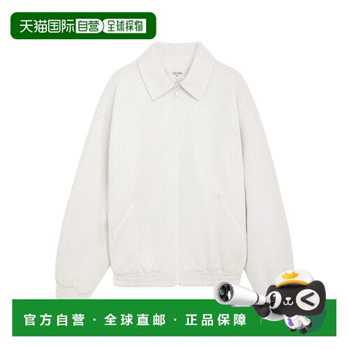 香港直邮CELINE 男士夹克 2EB13280D01OP SS2022 白色 翻领拉链皮