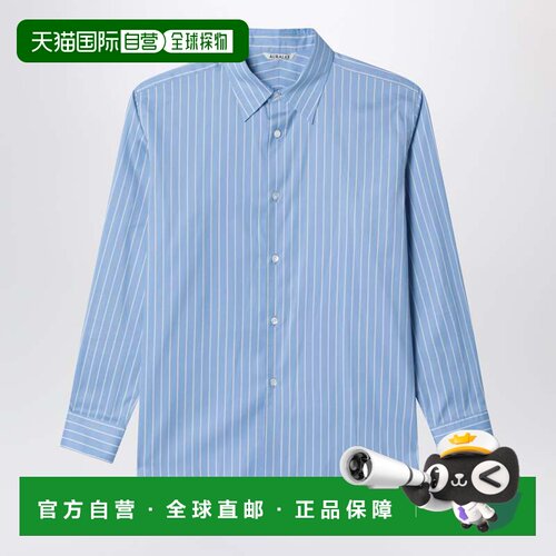 香港直邮AURALEE 男士 米白色条纹棉质真丝衬衫 A26SS01CSCOBS