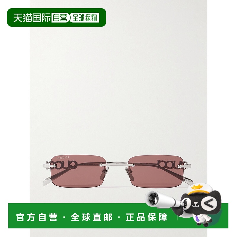 1h可退 香港直邮Gucci 古驰 男士 矩形框无框镀银太阳眼镜 GG1808