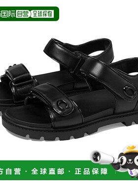 1h可退 香港直邮Coach 蔻驰 女士 'Brynn' 皮质凉鞋 black黑色 舒