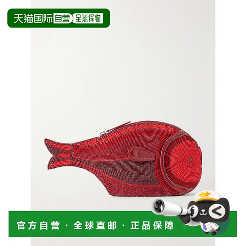 1h可退 香港直邮Staud 女士 Pesce 珠饰皮革手包 H26P2010BDREDM