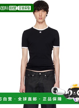 1h可退 香港直邮Courreges 男士 黑色 Signature Contrast T恤 VE