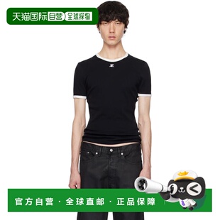 1h可退 香港直邮Courreges 男士 黑色 Signature Contrast T恤 VE