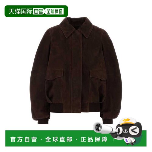 1h可退 香港直邮LOEWE 罗意威 女士 巧克力色绒面革夹克 S540Y34L