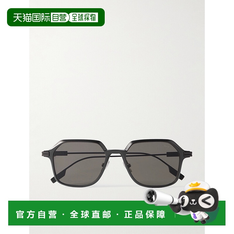 1h可退 香港直邮Zegna 杰尼亚 男士 Brushed-Aluminium D形框偏光
