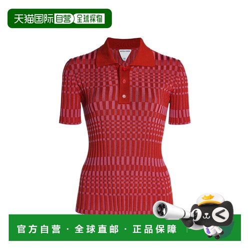 1h可退 香港直邮Bottega Veneta 葆蝶家 女士 格纹Polo衫上衣女装