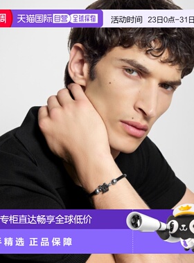 自营1h可退 欧洲直邮LV路易威登 Flower Hook系列男士黑色牛皮log