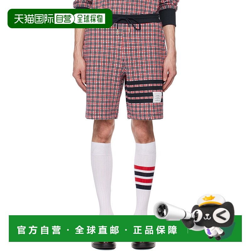 香港直邮Thom Browne 格纹提花四条纹运动短裤 MJQ194AJ0116