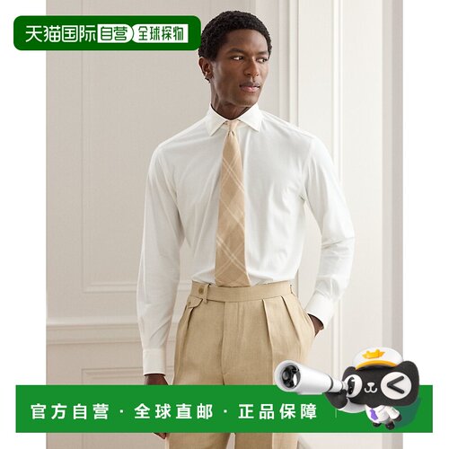 自营欧洲直邮Ralph Lauren拉夫劳伦 男士棉混纺白色长袖针织衬衫