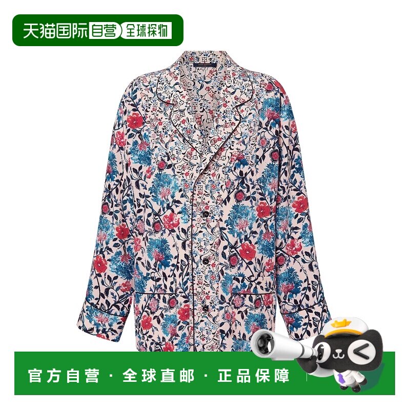 自营1h可退 欧洲直邮LV路易威登 女士米白色丝绸老花图案长袖衬衫
