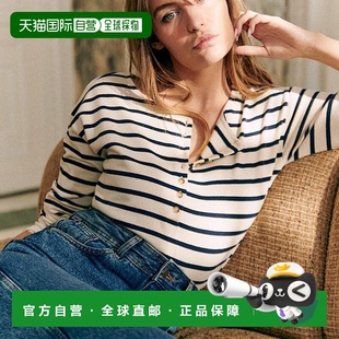 女士米色 新款 海军蓝长袖 棉衬衫 短袖 欧洲直邮Sezane