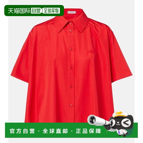 香港直邮LOEWE 罗意威 女士 棉府绸衬衫 red红色 舒适时尚