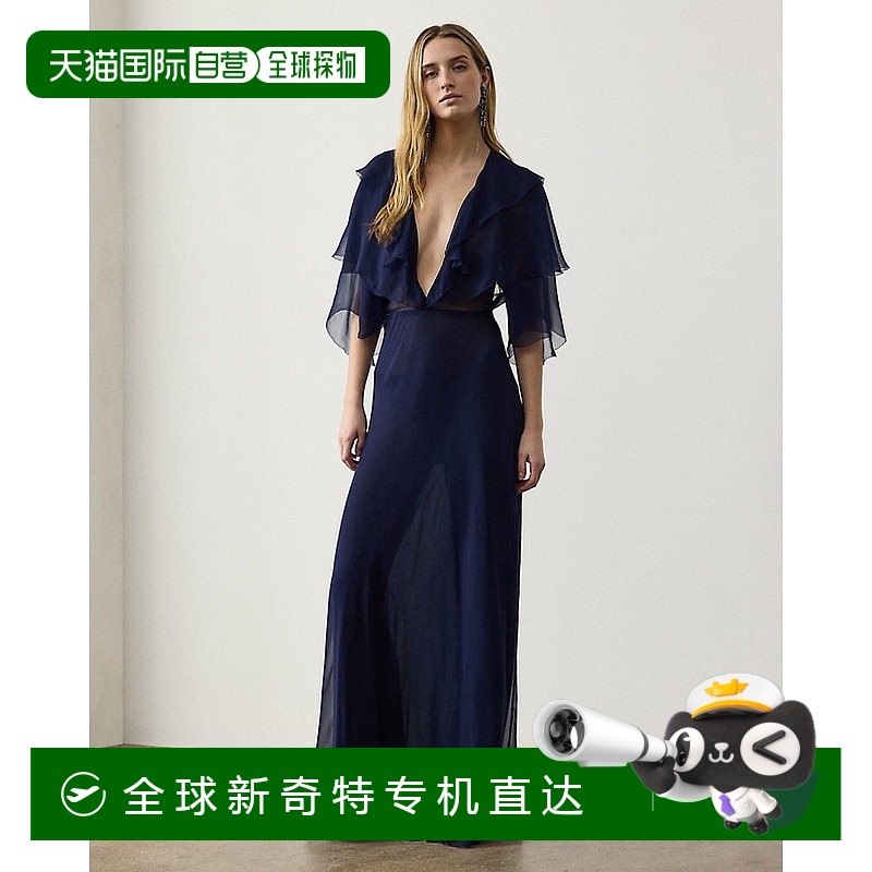 欧洲直邮RalphLauren拉夫劳伦 Irenne 水洗真丝雪纺连衣裙