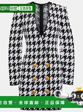 香港直邮Balmain 巴尔曼 女士 千鸟格提花迷你连衣裙 000734